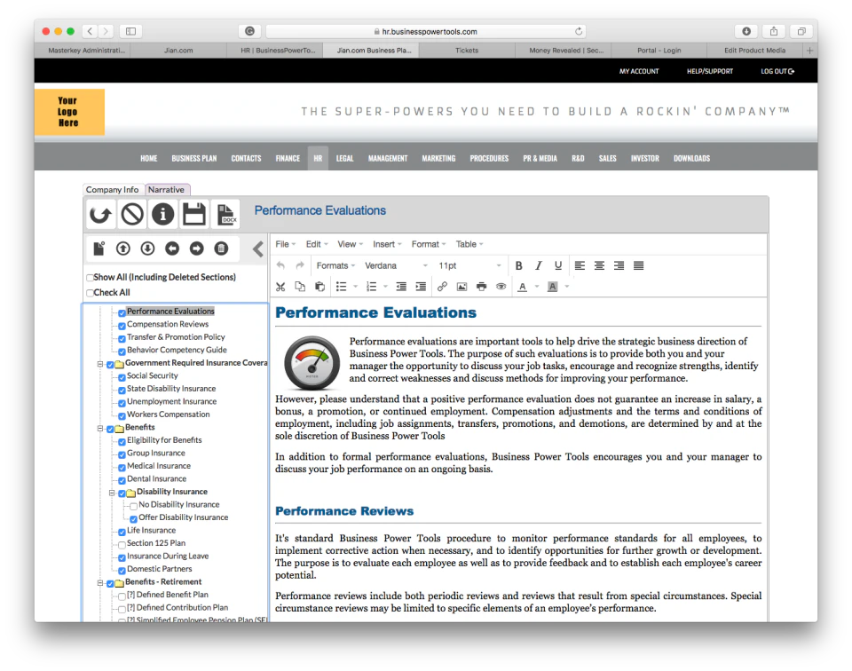 screenshot of Employee Manual Builder